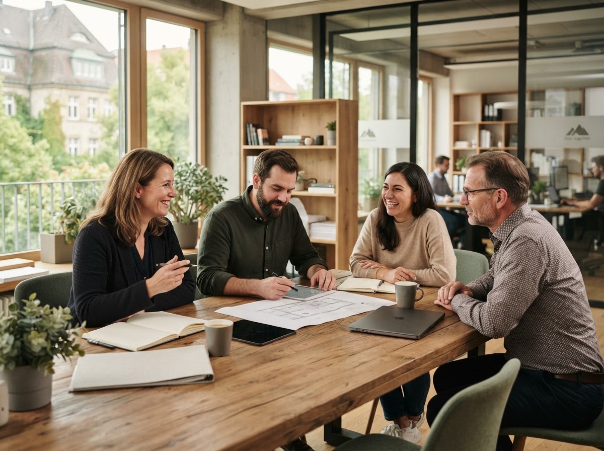 Fels Kapitek Team bei der Analyse von Finanzdaten im Büro